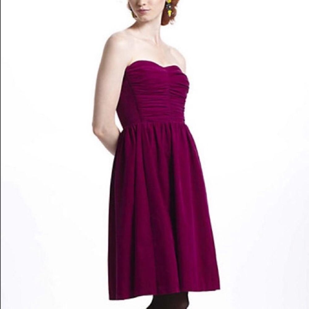 Anthropologie Ruched Corduroy Dress